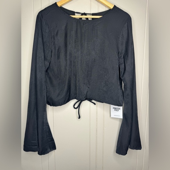 Princess Polly Rhydian Long Sleeve Tie Top Black - Picture 8 of 15
